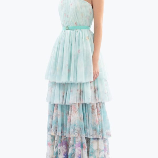 Saiid Kobeisy Floral Printed One-Shoulder Dress, view 6