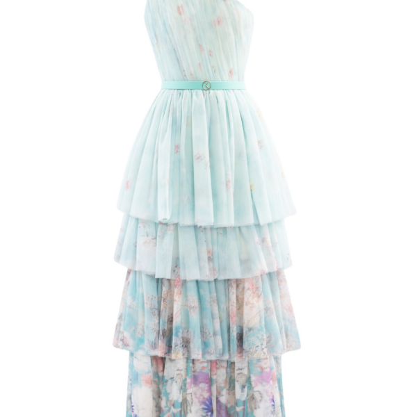 Saiid Kobeisy Floral Printed One-Shoulder Dress