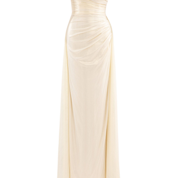 Saiid Kobeisy Gold Lame Off-Shoulder Dress