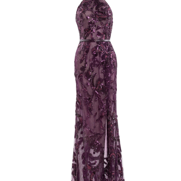Saiid Kobeisy Halter Neck Embroidered Tulle Dress