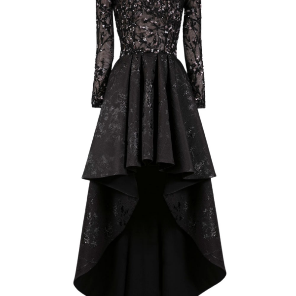Saiid Kobeisy High-Low Brocade Beaded Dress