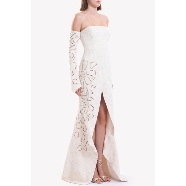 Jacquard Dress With Detachable Sleeves - Image 6