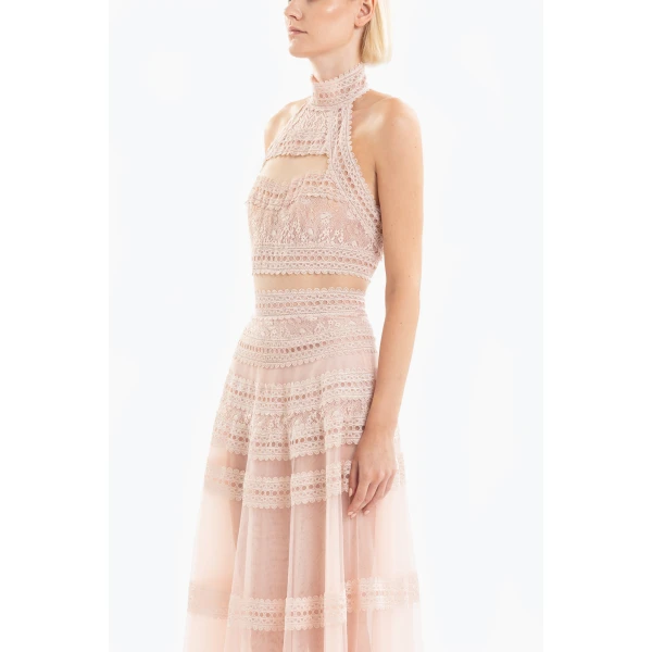 Lace Striped Long Dress - Image 6