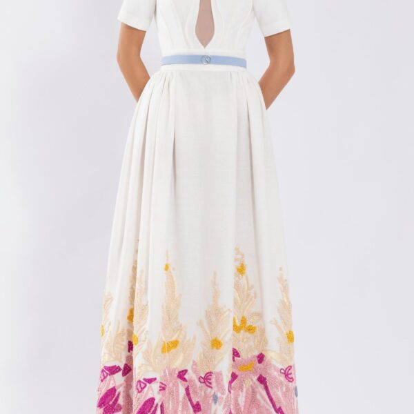 Saiid Kobeisy Linen Dress With Abstract Beading, view 2