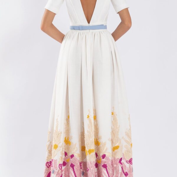Saiid Kobeisy Linen Dress With Abstract Beading, view 3