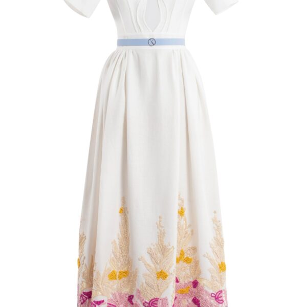 Saiid Kobeisy Linen Dress With Abstract Beading