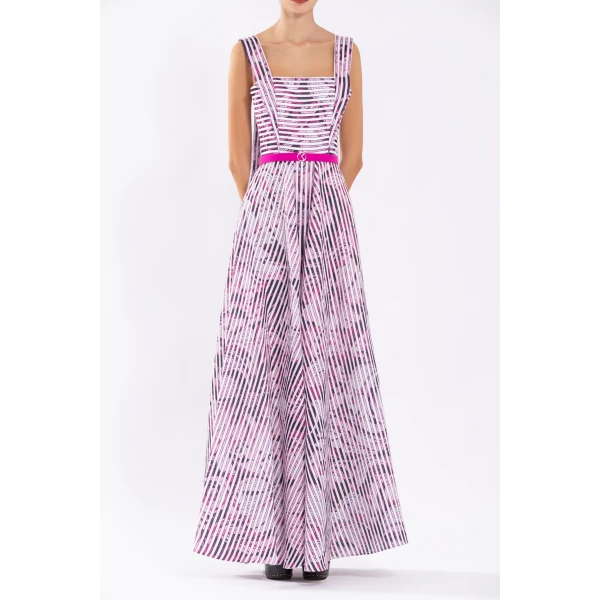Linen Dress With Striped Print - Image 5