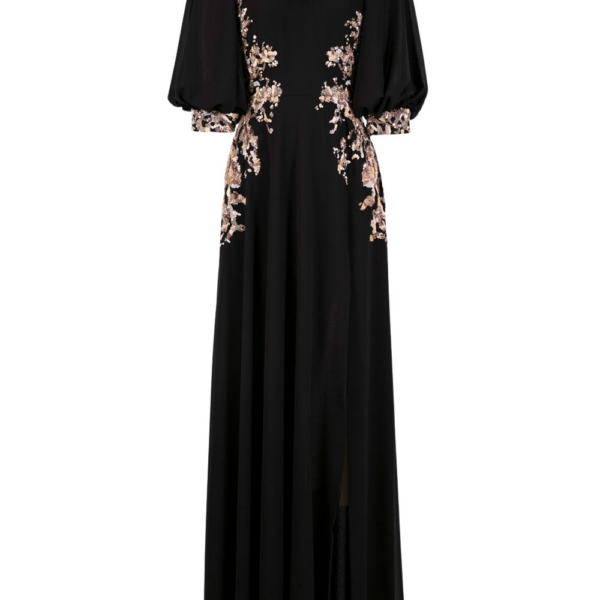 Saiid Kobeisy Long Crepe Georgette Beaded Dress
