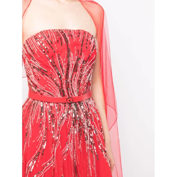 Midi Beaded Tulle Dress - Image 6