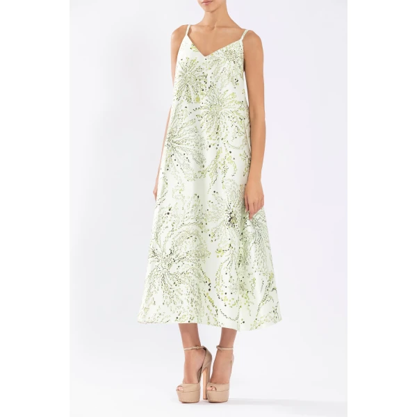 Mikado A-Line Dress With Dotted Floral Print - Image 5