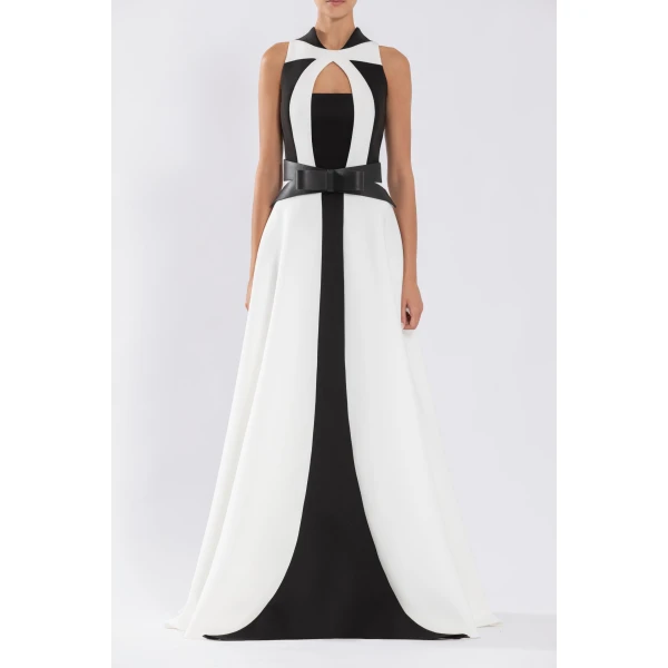 Neoprene Dress With Contrasting Cuts - Image 5