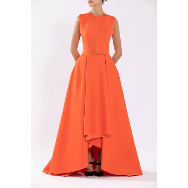 Neoprene Dress With High-Low Skirt - Image 5