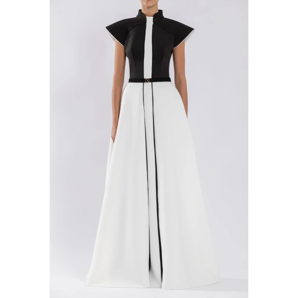 Neoprene Dress With Wide Shoulders - Image 5