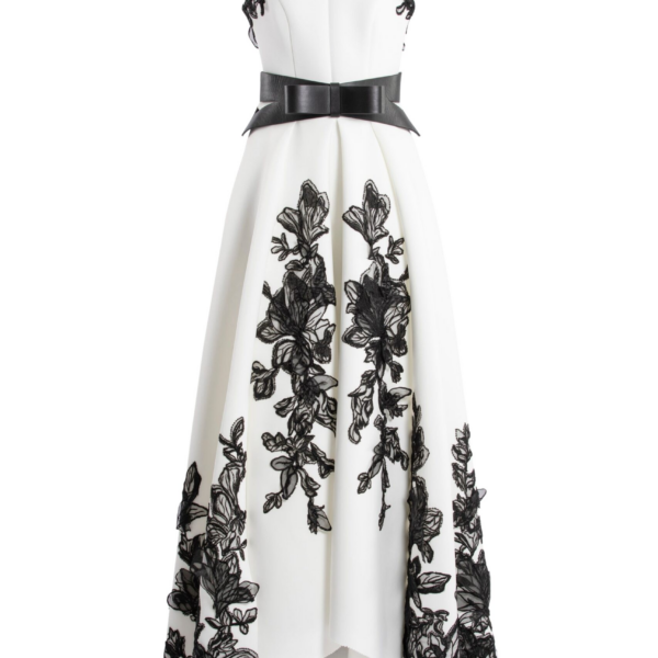 Saiid Kobeisy Neoprene High-Low Dress With Embroidery