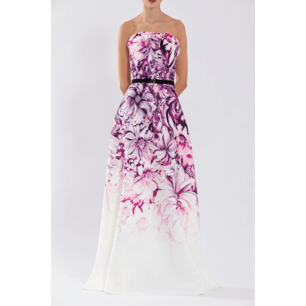 Neoprene Strapless Printed Dress - Image 5