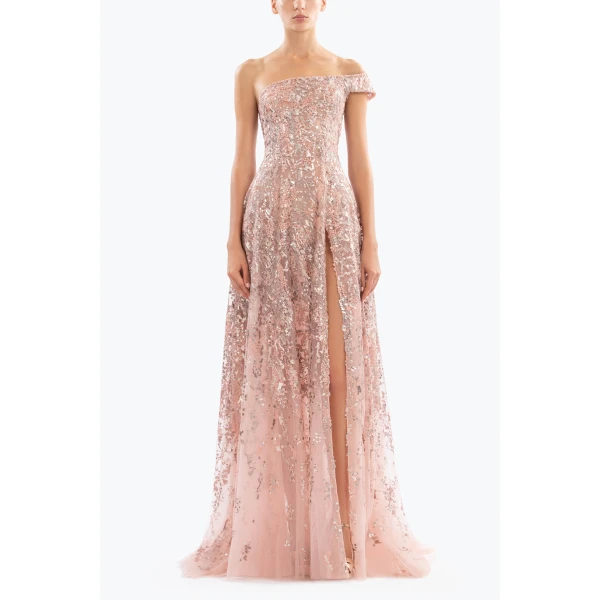 Off-Shoulder Long Embroidered Dress - Image 5