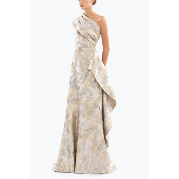 One-Shoulder Brocade Dress - Image 6
