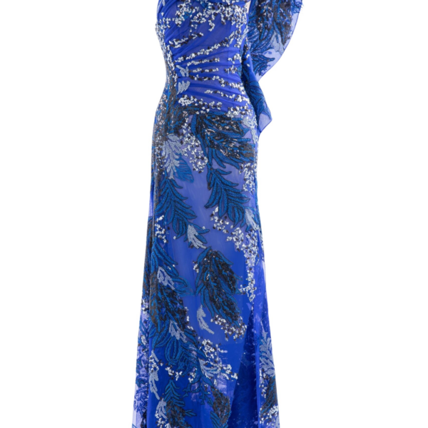 Saiid Kobeisy One-Shoulder Embroidered Long Dress