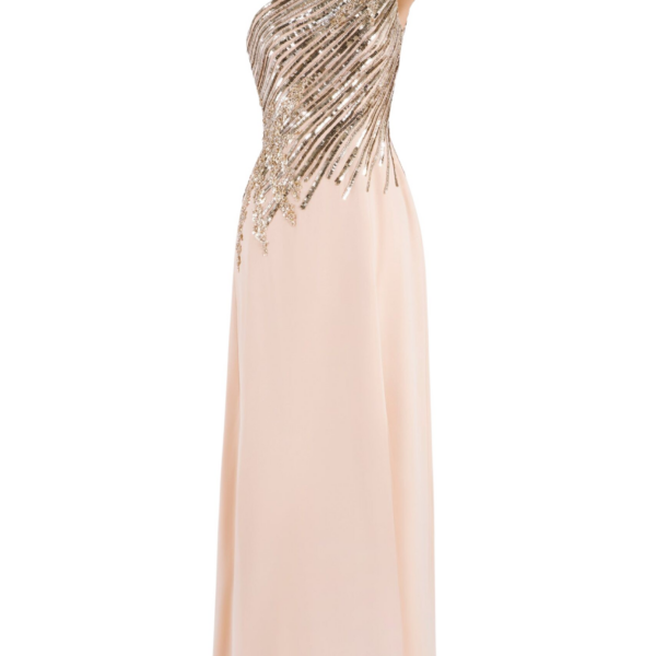 Saiid Kobeisy One Shoulder Sequin Long Dress