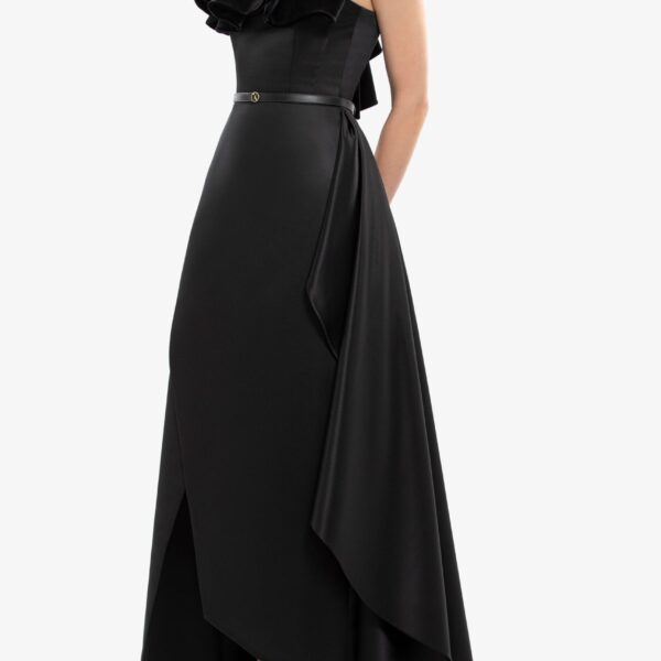Saiid Kobeisy One-Shoulder Velvet And Satin Dress, view 3