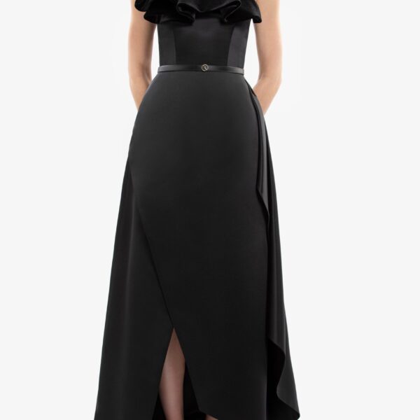 Saiid Kobeisy One-Shoulder Velvet And Satin Dress, view 5