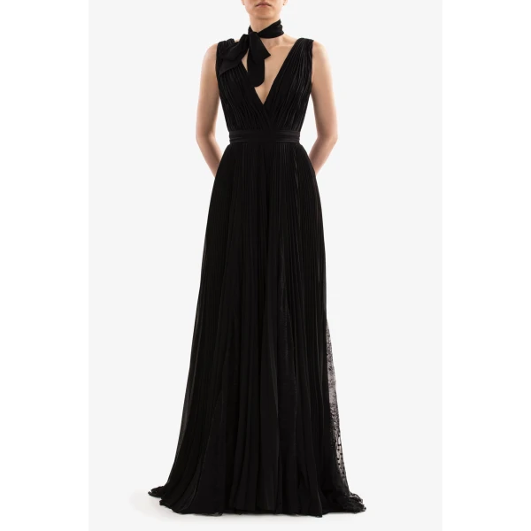 Pleated Dress With Lace - Image 5