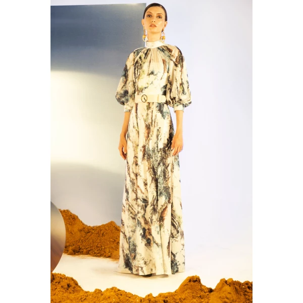 Printed Sequin Flared Dress - Image 6