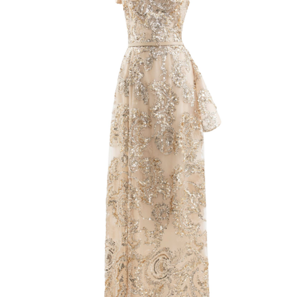 Saiid Kobeisy Ruffle Embroidered Long Dress