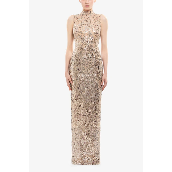 Sequin Embroidered Long Dress - Image 5