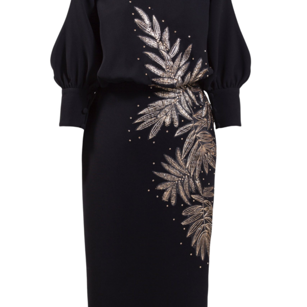 Saiid Kobeisy Short Straight Dress With Short Sleeves And Embroidery On The Side