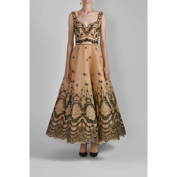 Sleeveless Embroidered Tulle Dress - Image 5