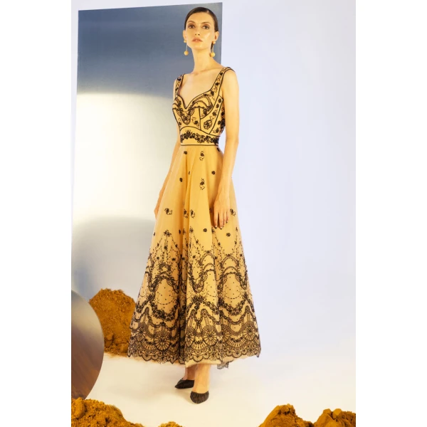 Sleeveless Embroidered Tulle Dress - Image 6