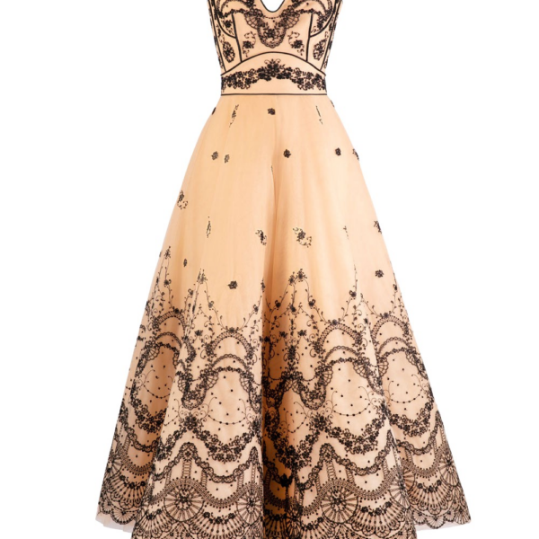 Saiid Kobeisy Sleeveless Embroidered Tulle Dress