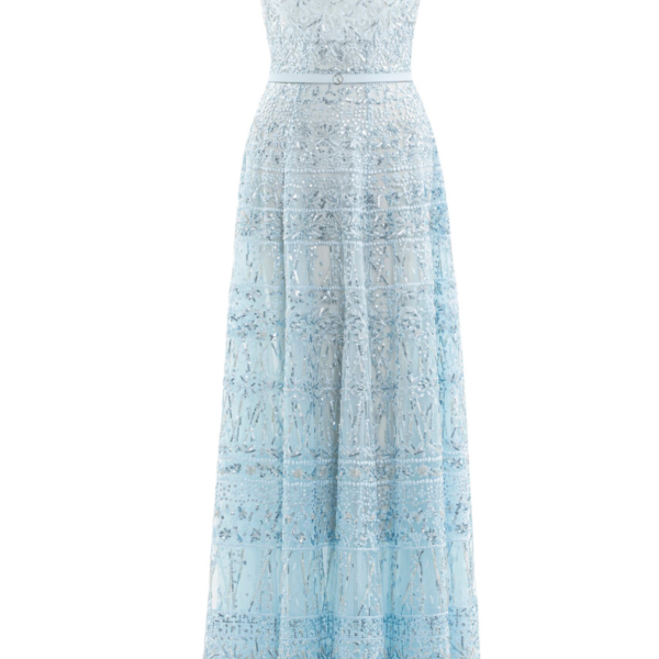 Saiid Kobeisy Strapless Beaded Tulle Dress
