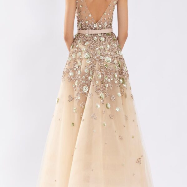 Saiid Kobeisy Tulle Ankle Length Dress With Dotted Beading, view 3