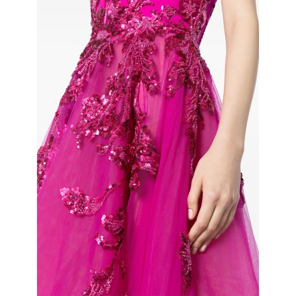 Tulle Beaded Dress With A Crepe Strapless Top - Image 6
