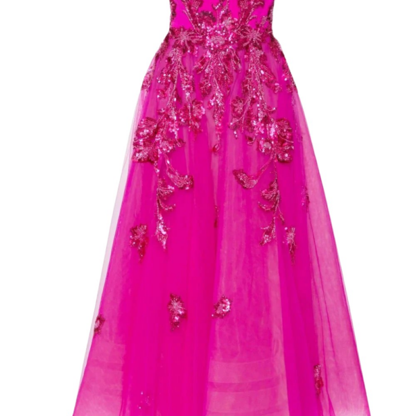Saiid Kobeisy Tulle Beaded Dress With A Crepe Strapless Top