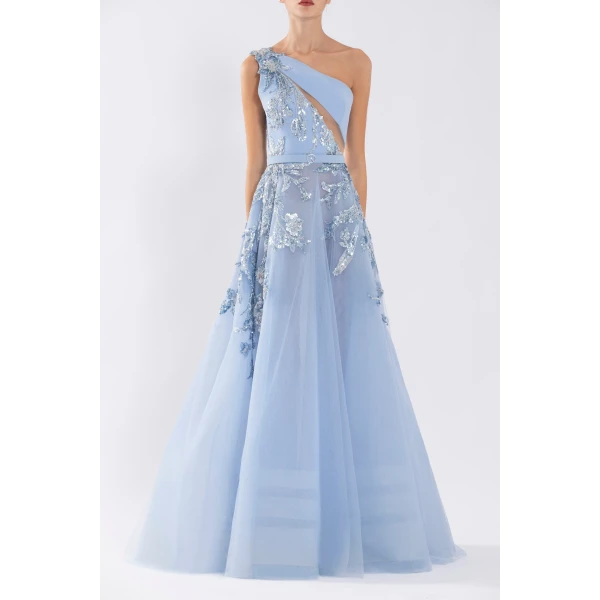 Tulle Beaded Dress With Floral Beading - Image 5