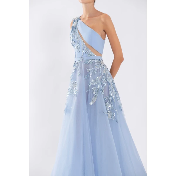 Tulle Beaded Dress With Floral Beading - Image 6