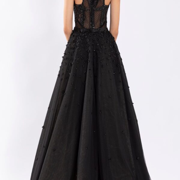 Saiid Kobeisy Tulle Beaded Dress With Halter Neckline, view 3