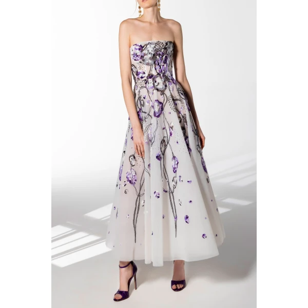 Tulle Midi Beaded Dress - Image 5