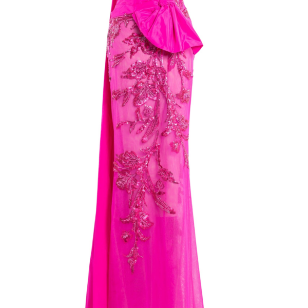 Saiid Kobeisy Tulle Strapless Beaded Dress With A Taffeta Draping And Tail