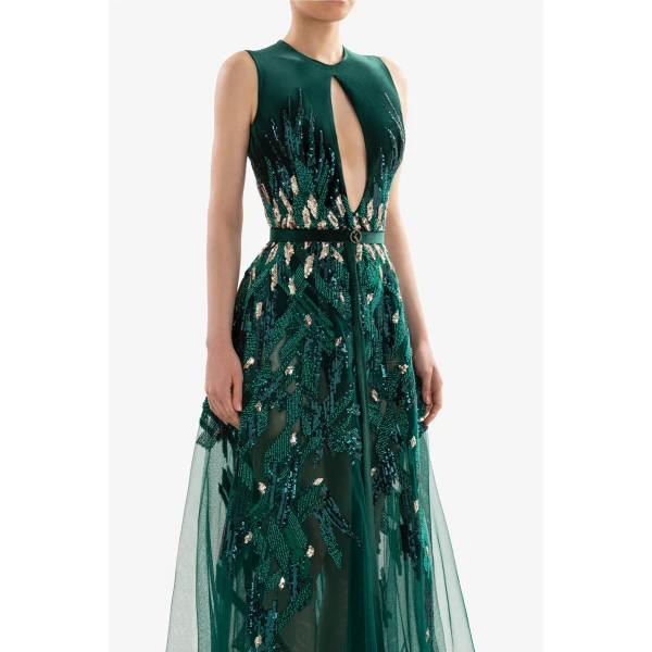 Velvet Embroidered Dress - Image 6