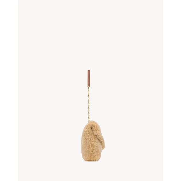 Saint Laurent CASSANDRE large pouch on chain in shearling designed in Paris