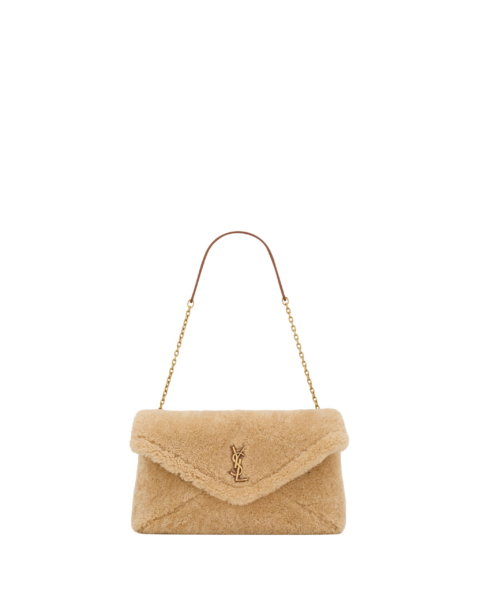 Saint Laurent CASSANDRE large pouch on chain in shearling designed in Paris