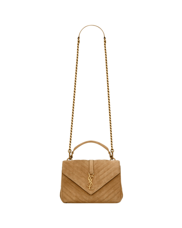 Saint Laurent COLLEGE MEDIUM IN QUILTED SUEDE designed in Paris