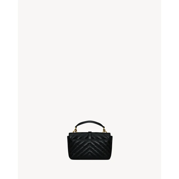 Saint Laurent COLLEGE mini chain bag in shiny crackled leather designed in Paris