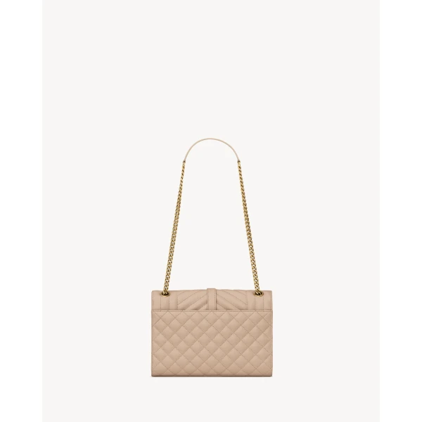 Saint Laurent ENVELOPE MEDIUM IN QUILTED GRAIN DE POUDRE EMBOSSED LEATHER designed in Paris