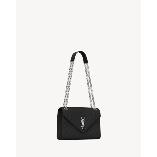 Saint Laurent ENVELOPE MEDIUM IN QUILTED GRAIN DE POUDRE EMBOSSED LEATHER designed in Paris