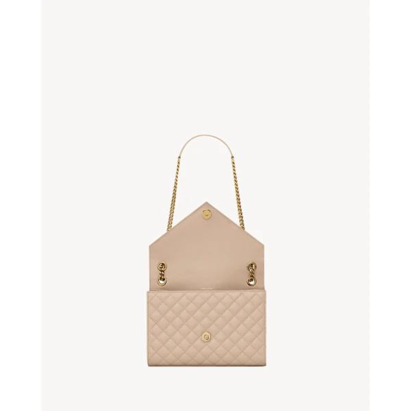 Saint Laurent ENVELOPE MEDIUM IN QUILTED GRAIN DE POUDRE EMBOSSED LEATHER designed in Paris